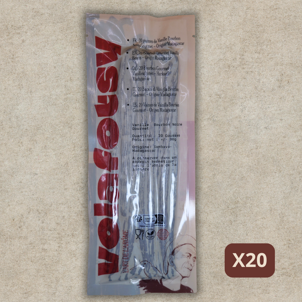 20 Grandes gousses de vanille bourbon noire gourmet Premium 17/18 CM