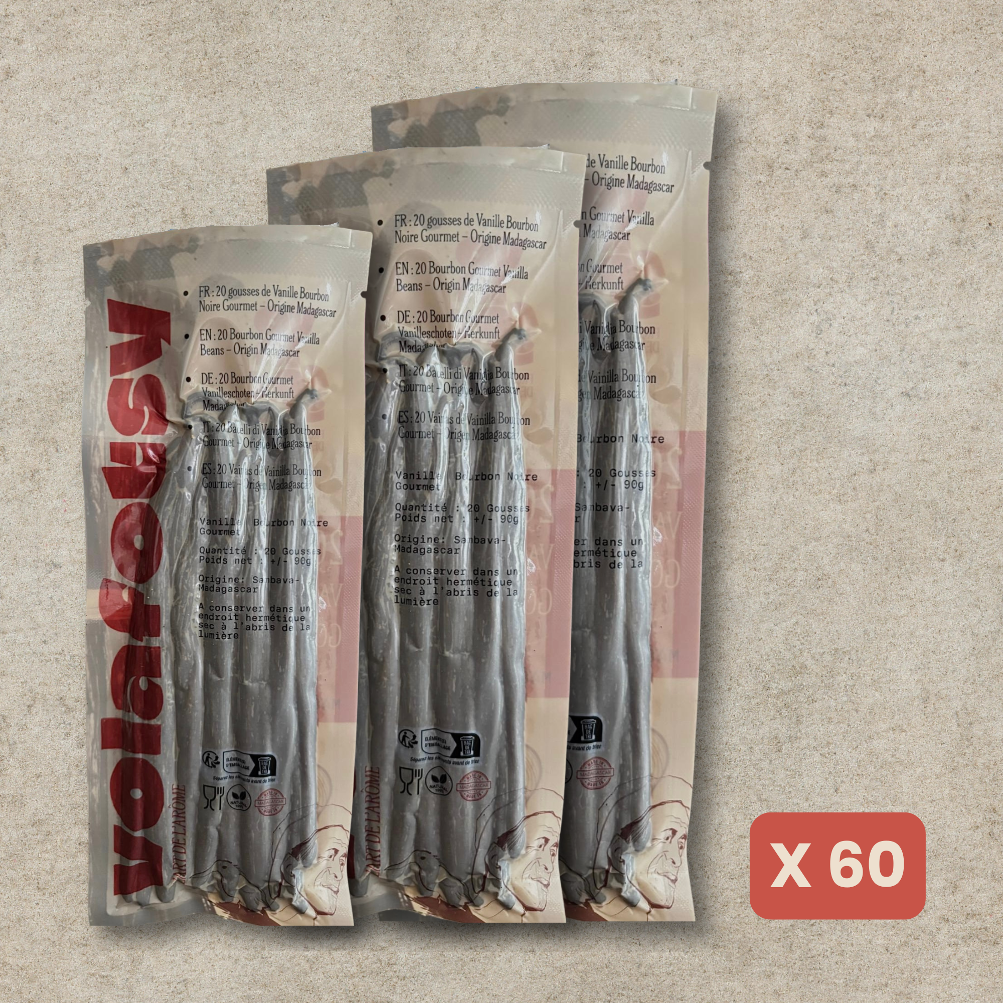 60 Gousses de vanille bourbon noire gourmet -Premium 16-18CM